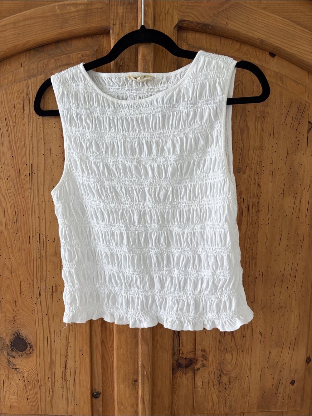 Madewell White Textured Smocked Tank Top